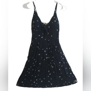 Purple Snow, Medium, spaghetti strap, thigh length, Navy Blue Dress with Breast